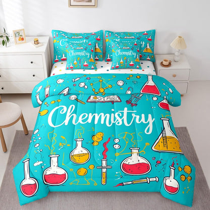 Erosebridal Chemical Equation Bed in a Bag Queen Comforter Set 7 Piece,Chemistry Bedding Sets Science Students Learning Gift Sheet Set with Comforter,Molecular Formula Education Bed Set - Colors A
