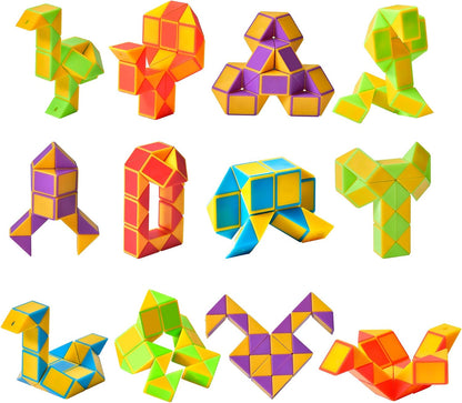 Ganowo Fidget Snake Cube Mini Twist Puzzle(12PACK) -Party Favors, Goody Bag Filler,Carnival Prizes,Classroom Rewards,School,Birthday Gift-Easter Egg Fillers for Kid Brain Teasers Speed Cube