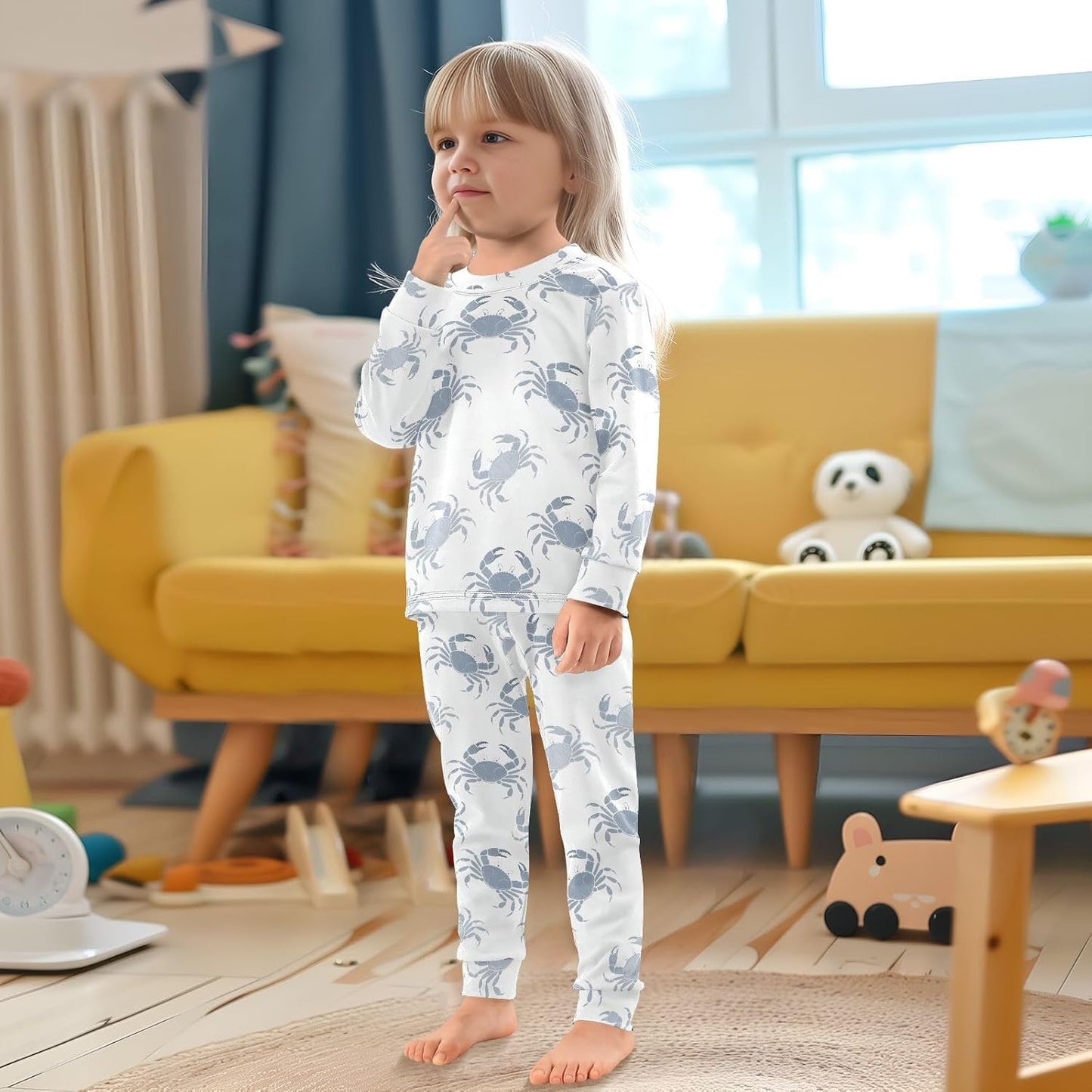 ALAZA Shark Starfish Palm Tree 2 Piece Pajama Set Long Sleeve Top and Pants Sleepwear Unisex - Colors B