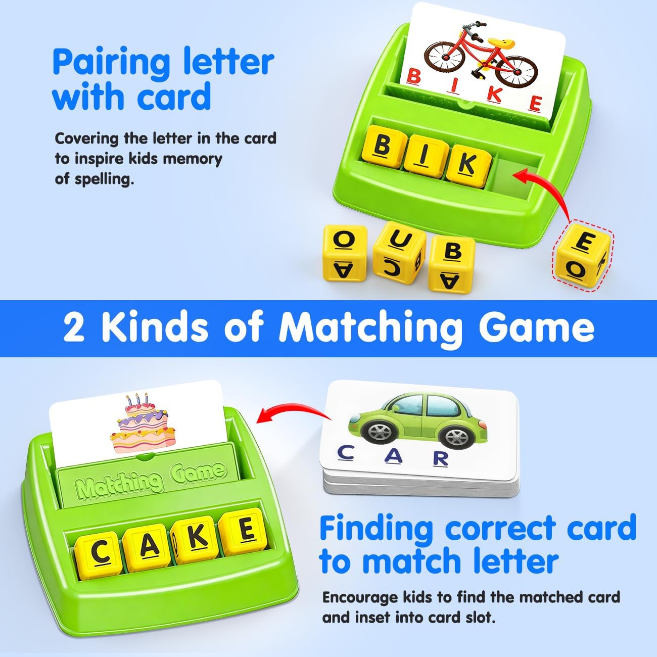 Matching Letter Game for 3 4 5 Year Old Girls Gifts, ABC Learning Toys for Kids Age 3-5, Educational Spelling Games Toys for Toddler Age 4-8, Preschool Birthday Gifts for 2 3 4 5 Year Old Boys Girls
