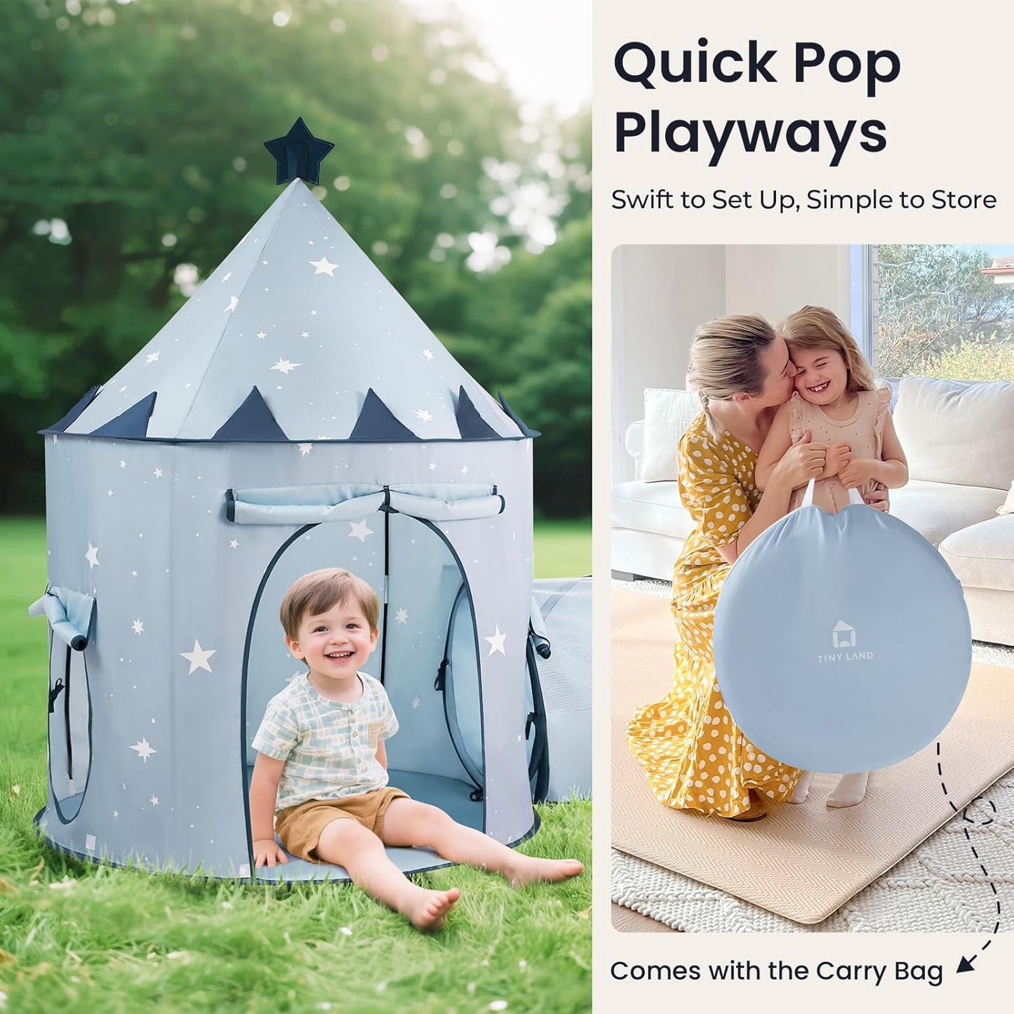 Tiny Land Play Tunnel and Ball Pit for Toddlers, 5pcs Indoor Playground - Foldable Pop Up Tents with Carry Bag, Outdoor Playhouse with Crawling Toys & Play Tent, Gift for Boys and Girls