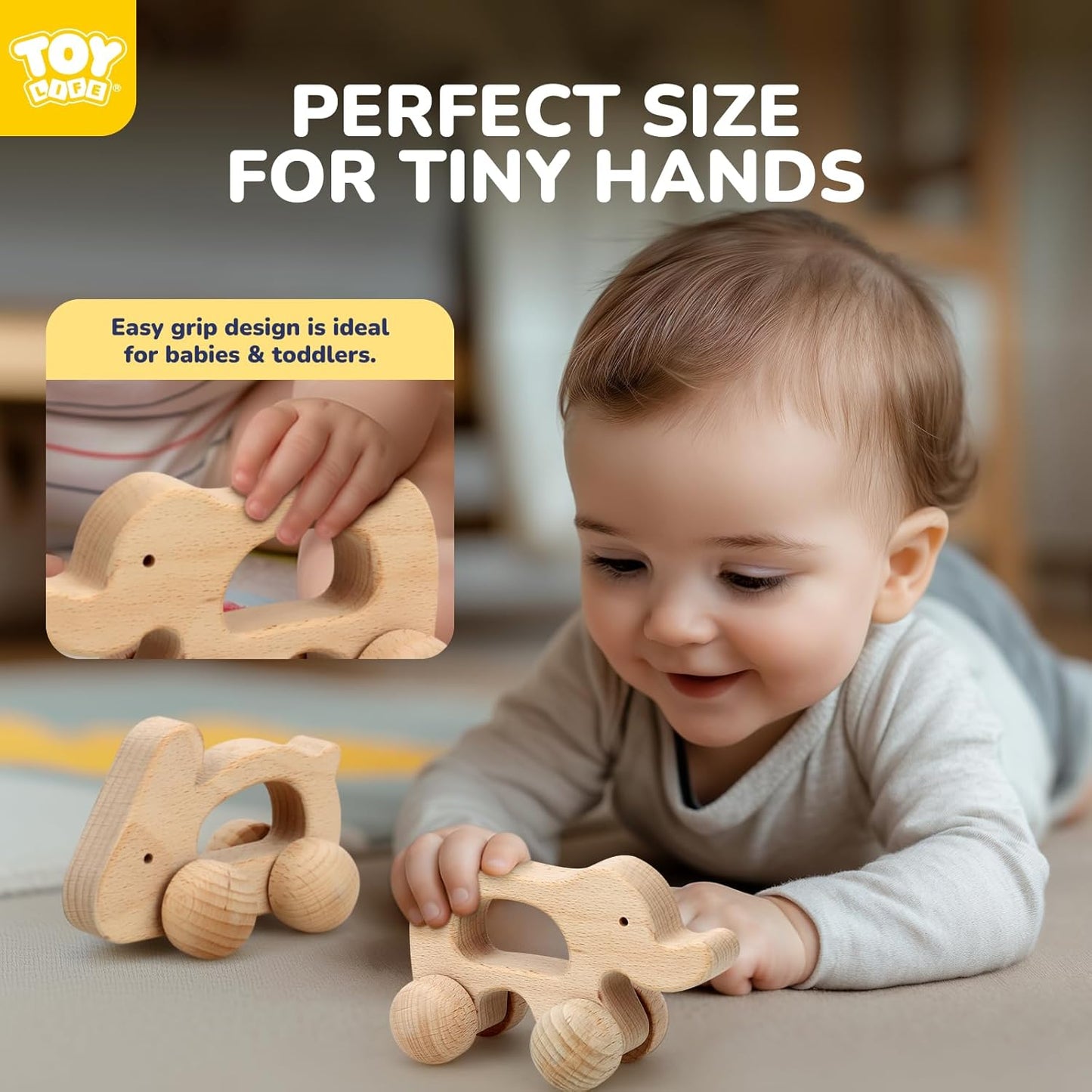 TOY Life Wooden Toys Cars, Montessori Baby Toys 6-12 Months, Wooden Baby Toys Rattle Cars for Toddlers 1-3, Baby Boy Girl Nursery Decor, Montessori Toys for 1 Year Old Boy First Birthday Gift