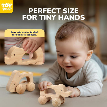 TOY Life Wooden Toys Cars, Montessori Baby Toys 6-12 Months, Wooden Baby Toys Rattle Cars for Toddlers 1-3, Baby Boy Girl Nursery Decor, Montessori Toys for 1 Year Old Boy First Birthday Gift