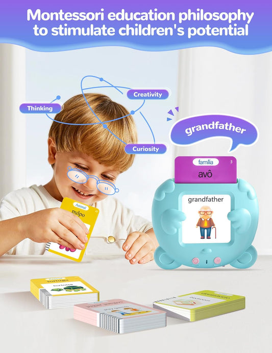 Spanish & English Talking Flash Cards for Toddlers, 510 Sight Words Bilingual Learning Toys for Children, Autism Pocket Speech Therapy Toys, Español Vocabulary Educational Flashcards