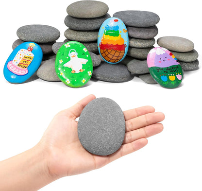 Simetufy 25 Pcs Rocks for Painting, 2"-3" Painting River Rocks, Flat & Smooth Stones to Paint, Hand Picked Natural Stones for Painting, Crafts for Kids & Adults
