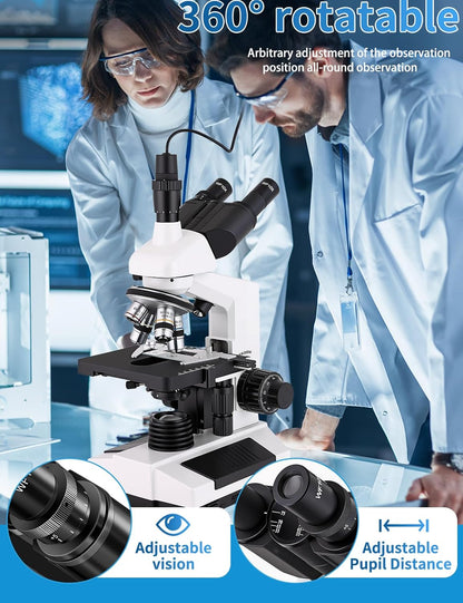 Microscopes for Adults WF10x and WF25x eyepieces Compound Microscope with Microscope Slides, Microscopes Kit for Kids Students Home School (Monocular Microscope with Big Bundle)