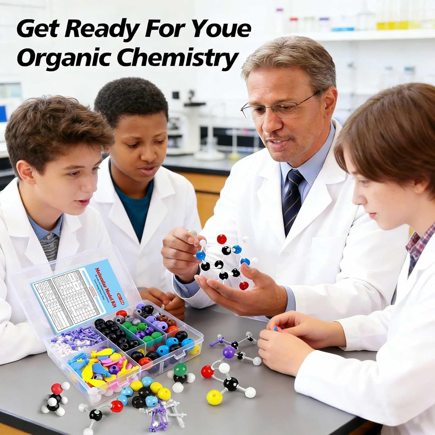 Chemistry Molecular Model Kit (208 Pcs) for Student and Teacher,Organic and Inorganic Chemistry Learning Set,Motivate Enthusiasm for Learning Chemistry and Raising Space Imagination