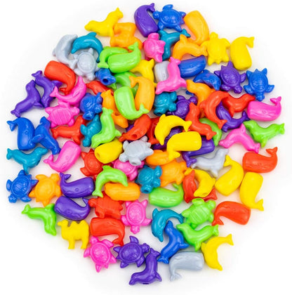 Hygloss Animal Shaped Beads 50 Pcs Plastic Zoo Safari Animal Pony Bead Charms - Colorful Craft Beads - for Kids DIY Craft Jewelry Making Necklace Bracelet Supplies, Resealable Container