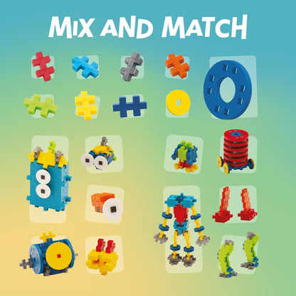 PLUS PLUS Learn to Build Robots, 250 Pieces - Interlocking Mini Building Blocks, 3D Puzzle Stem Toy for Kids, Birthday Gifts for Boys & Girls