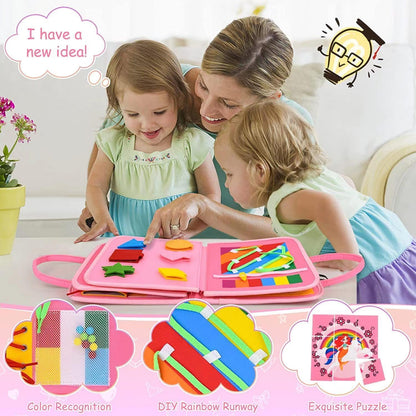 Busy Board for Toddlers 1-3 Sensory Busy Book for 1+ Year Old Boys Girls Montessori Learning Activity Books Birthday Christmas Toddler Gift (Green)