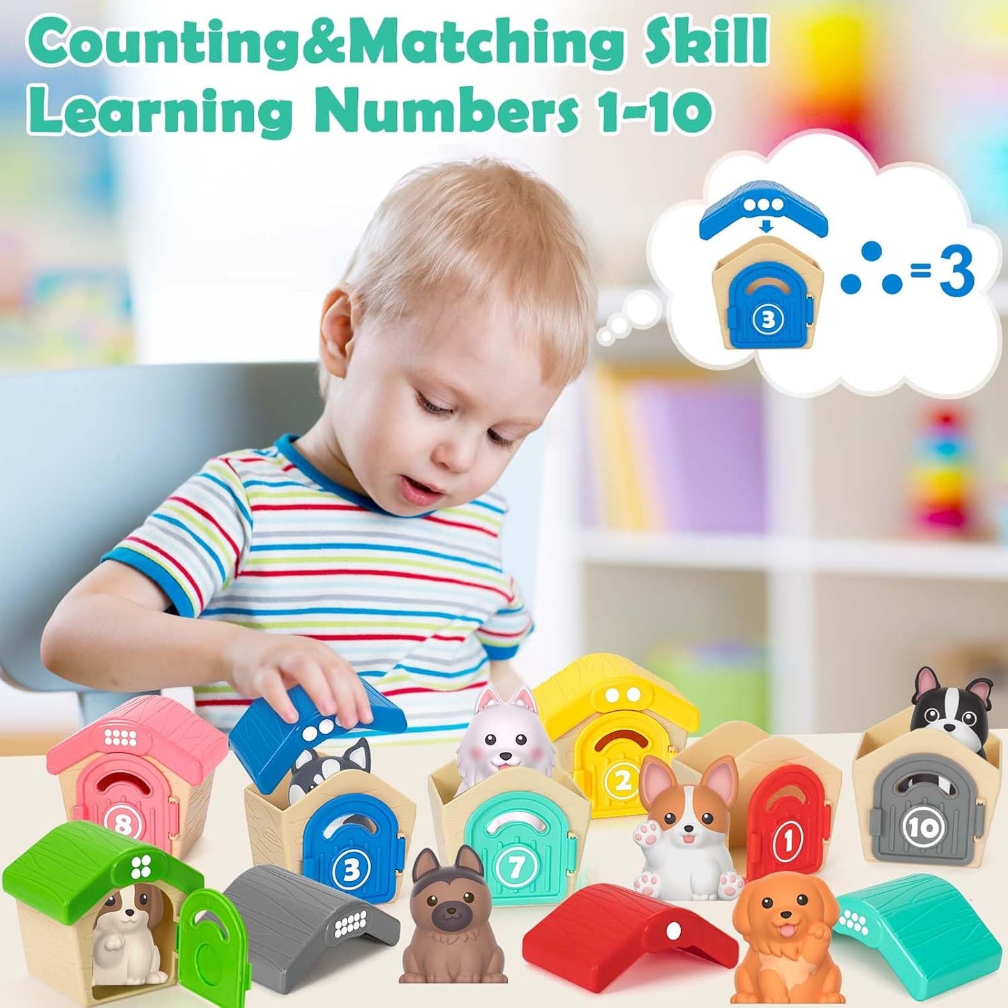 Learning Toys for 1 2 3 Year Old Boys Girls, 20 Pcs Cat Toys for Toddlers 1-3, Kitten Finger Puppet Games, Counting Matching Sorting Motor Educational Playset, Gifts for Baby Toddlers Age 12-18 Months