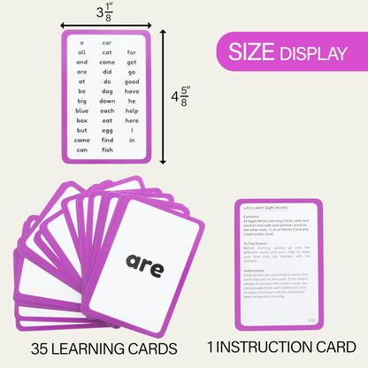 BAZIC Products Sight Words Flash Cards, Early Reading, Learn Recognize Words Vocabulary Cards, Flashcards Pre-K Kindergarten Preschool School Home (36/Pack), 72-Pack