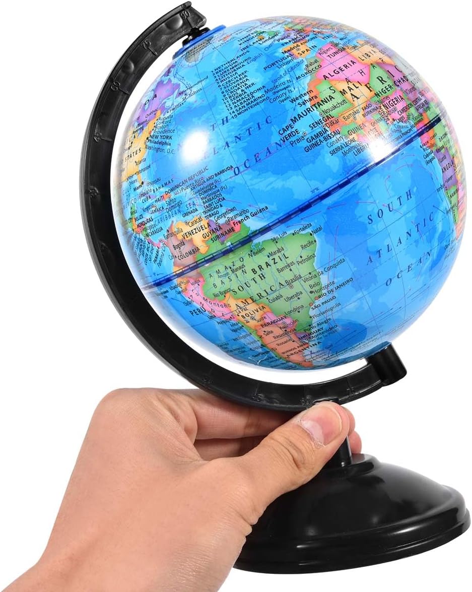 KISEER Rotating World Globe 6 Inch Spinning Earth Globe with Stand for Kids Learning Geography Classroom Education or Office Home Decorations