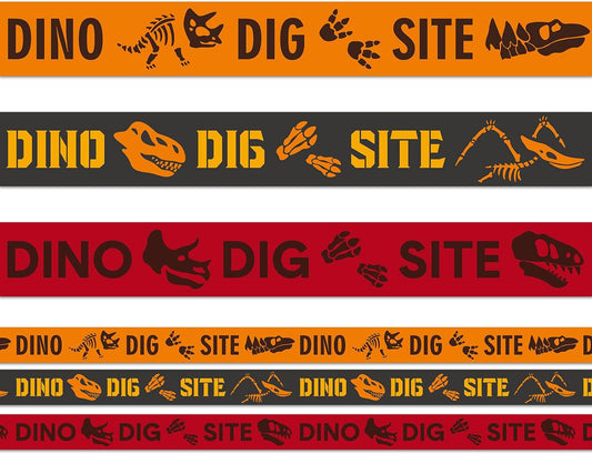 TaoBary 3 Roll Dino Dig Site Caution Tape 20 Feet Dinosaur Zone Dinosaur Party Decorations Themed Dino Party Supplies for Kids Birthday Baby Shower VBS Vacation Bible School Decor(Various,Multicolor)