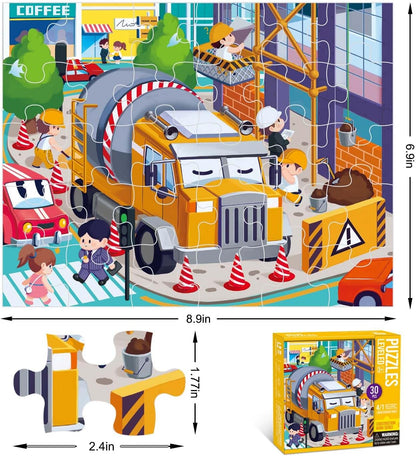 Puzzles for Kids Ages 3-8 Year Old,35pcs Jigsaw Puzzles for Toddlers & Children Ages 4-6，Educational Floor Puzzles with Storage Box for Gifts（Fire Engine）