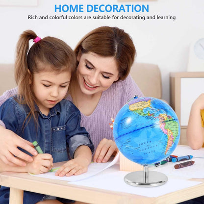 KISEER 6 Inch World Globe Rotating Earth Spinning Globe with Heavy Metal Stand for Kids Geography Classroom Education or Office Home Decorations