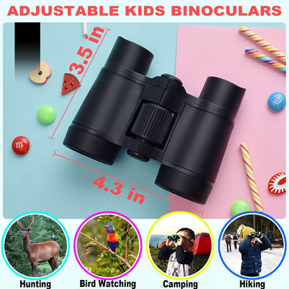 Kids Binoculars Best Gifts for 3-12 Years Boys Girls High-Resolution Optics Shockproof Mini Compact Binocuolar Toys Folding Small Telescope for Bird Watching Camping Outdoor Play