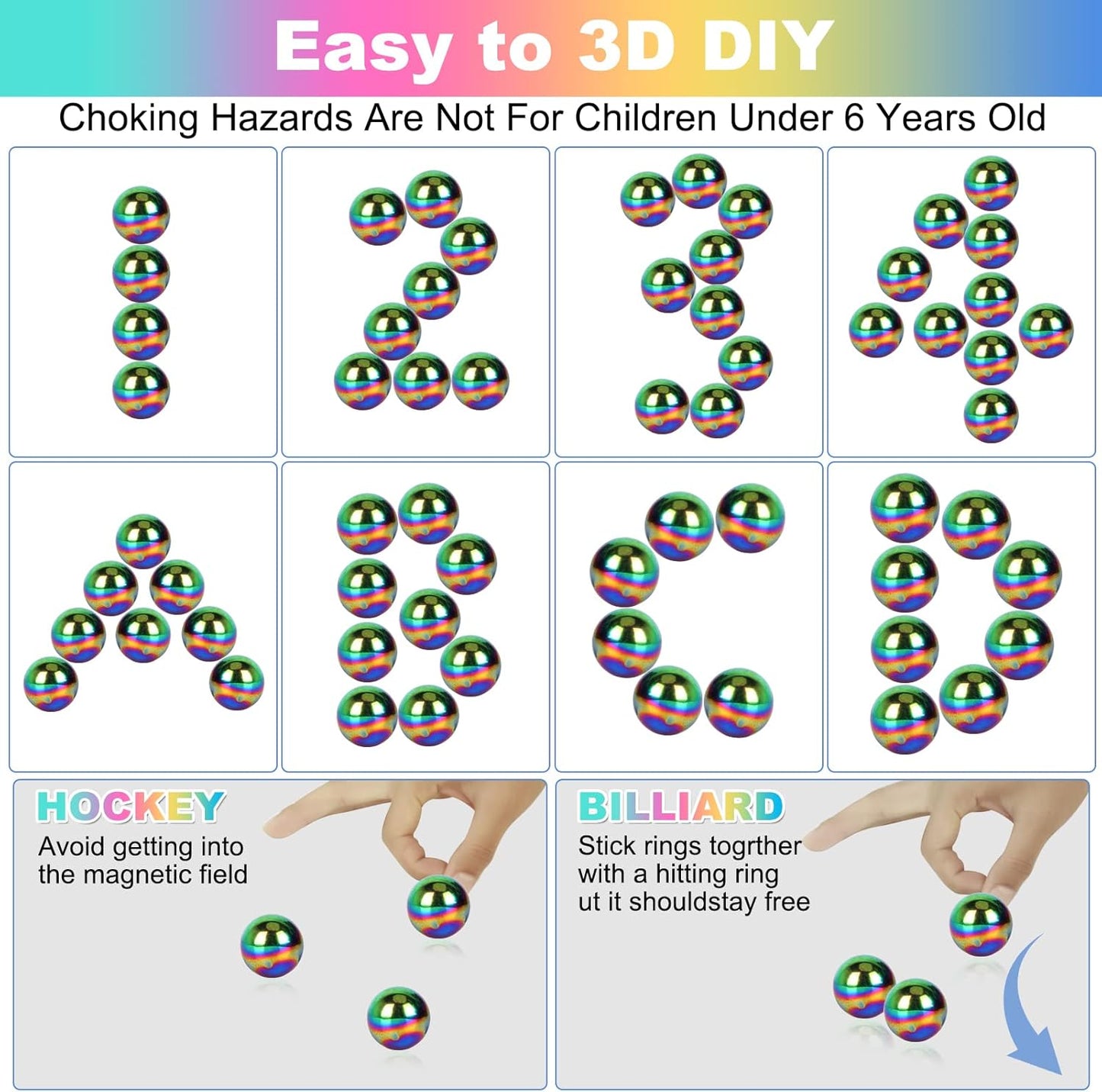 21Pcs Magnet Rainbow Ball Fidget Toy, DIY Hematite Stones Toys for Adults, Science Kit for Anxiety Relief, Magnetic Rattle Snake Birthday Easter Gift Egg Filler Stuffer Party Favors
