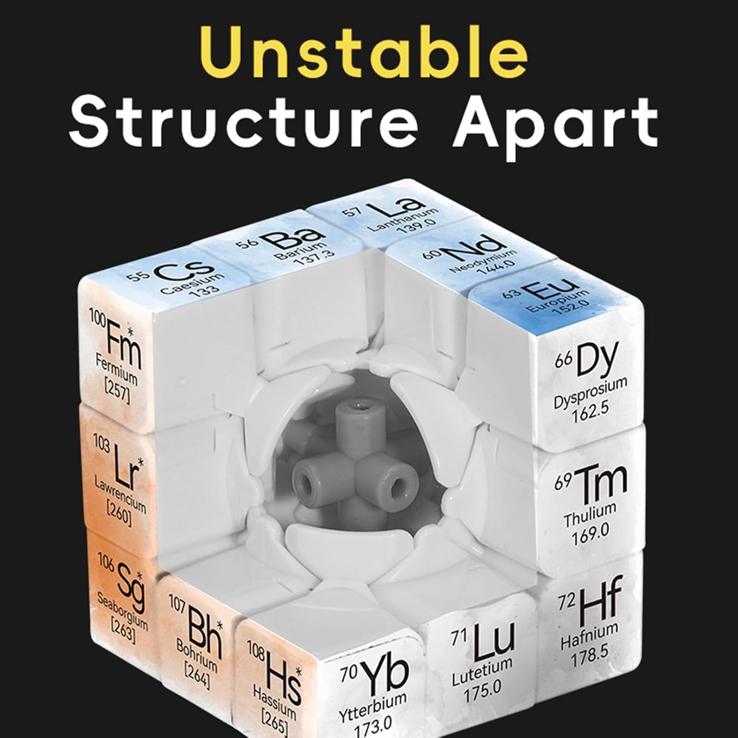 Periodic Table 3x3 Speed Cube, UV Printing Element Cube Magic Cube Educational Puzzles Toys for Kids,Beginners and Adults (Stickerless) Black