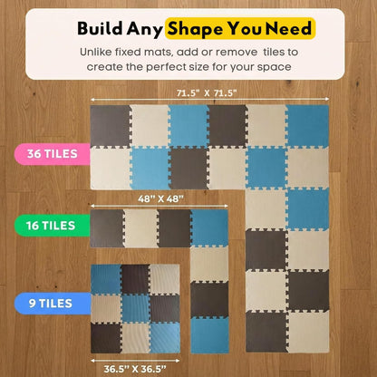 MioTetto Baby Play Mat, Soft Foam Floor Tiles for Kids. Adjustable Interlocking Foam Tiles, Fits with 50x50 Playpen Baby mat for Crawling & Development, Safe & Non-Toxic Playmat for Babies 6-12 Months