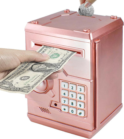 HUSAN Piggy Banks Money Banks for Kids, Electronic Password Code Money Banks ATM Banks Box Coin Bank for Children Boys and Girls (Grey Bue)