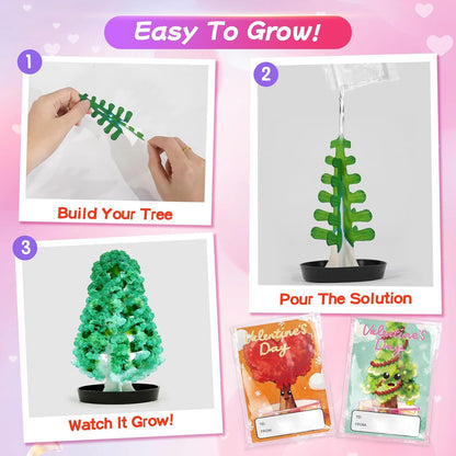 24 Pack Growing Crystal Trees Kit With Greeting Cards for Kids STEM Science Experiment Craft Party Favors School Classroom Gifts Exchange Goodie bags for Boys and Girls