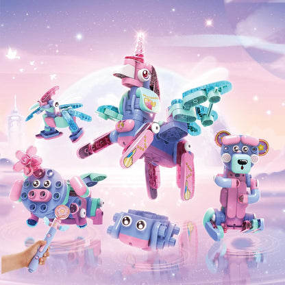BOTZEES GO! Unicorn Robot for Kids - Building & Electric Remote Control STEM Learning Toy for Ages 3+, Girls - RC Magic Stick, App Based