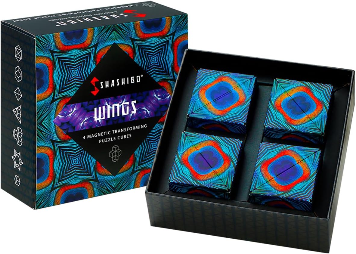 Shashibo Shape Shifting Box - Award-Winning STEM Fidget Toy with Ultra Strong Magnets - Puzzle Cube Transforms Into 100+ Shapes, Perfect Sensory Gift for Kids, Teens, and Adults (Blue Planet)