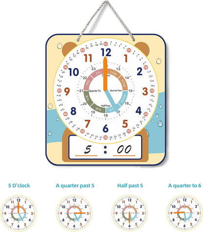 ANCOMEDO Large 12" Magnetic Writable Dry Erase Teaching Clock,Teaching Demonstration Clock for Kids Learning Time with Cute Style for Home School Classroom Supplies(12" x 11")