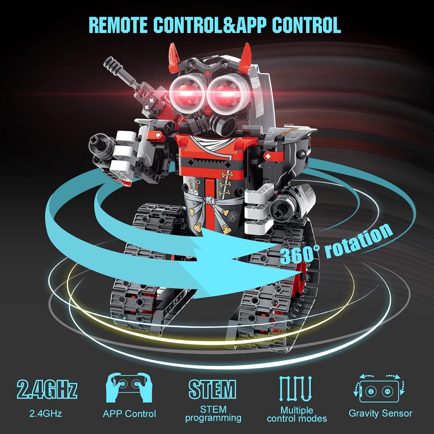 VINTOP 3-in-1 STEM Remote & APP Controlled Coding Robot Building Kit for Boys 6-12, 419 Pcs RC Robot/Tank/Car Educational Building Blocks Toy, Science Learning & Engineering Gift for Kids