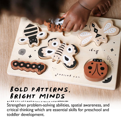 Wee Gallery Wooden Puzzles for Toddlers 1-3 – Count to Ten Ladybugs Toddler Puzzle, Puzzles for 1 Year Old & Up, Wooden Toddler Puzzle for Fine Motor Skills & Early Number Learning