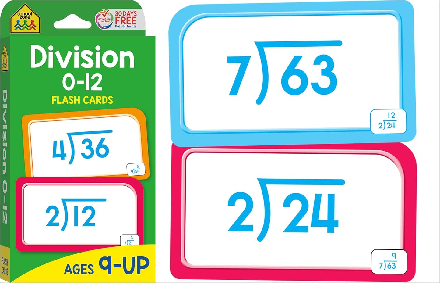 School Zone Get Ready Flash Cards Multiplication & Division 2-Pack: 112 Math Cards, 3rd & 4th Grade, 0-12, Improve Speed & Retention, Ages 8+