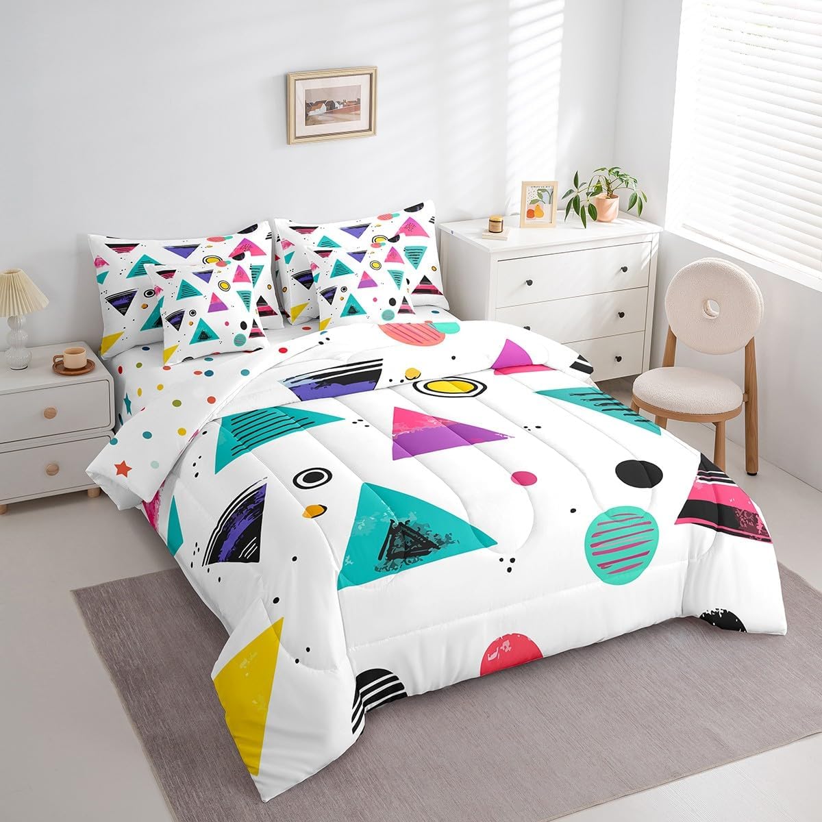 Erosebridal Chemical Equation Bed in a Bag Queen Comforter Set 7 Piece,Chemistry Bedding Sets Science Students Learning Gift Sheet Set with Comforter,Molecular Formula Education Bed Set - Colors A