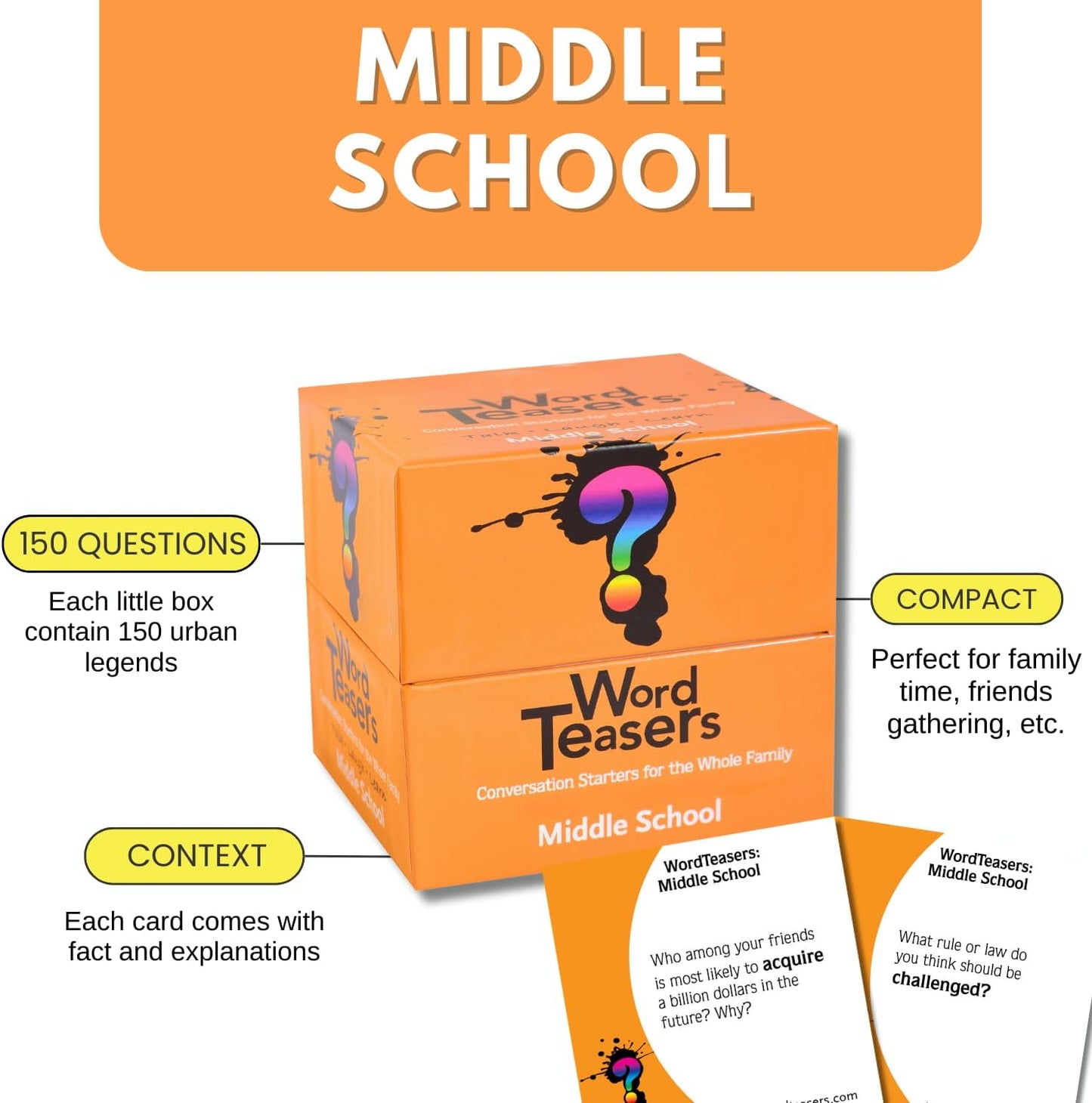 ? WORD TEASERS Junior - Vocabulary Word Game for Kids 8+ - Fun Family Conversation Starters - Reading Games for Elementary & Middle School - 150 Vocabulary Flash Cards/Conversation Cards
