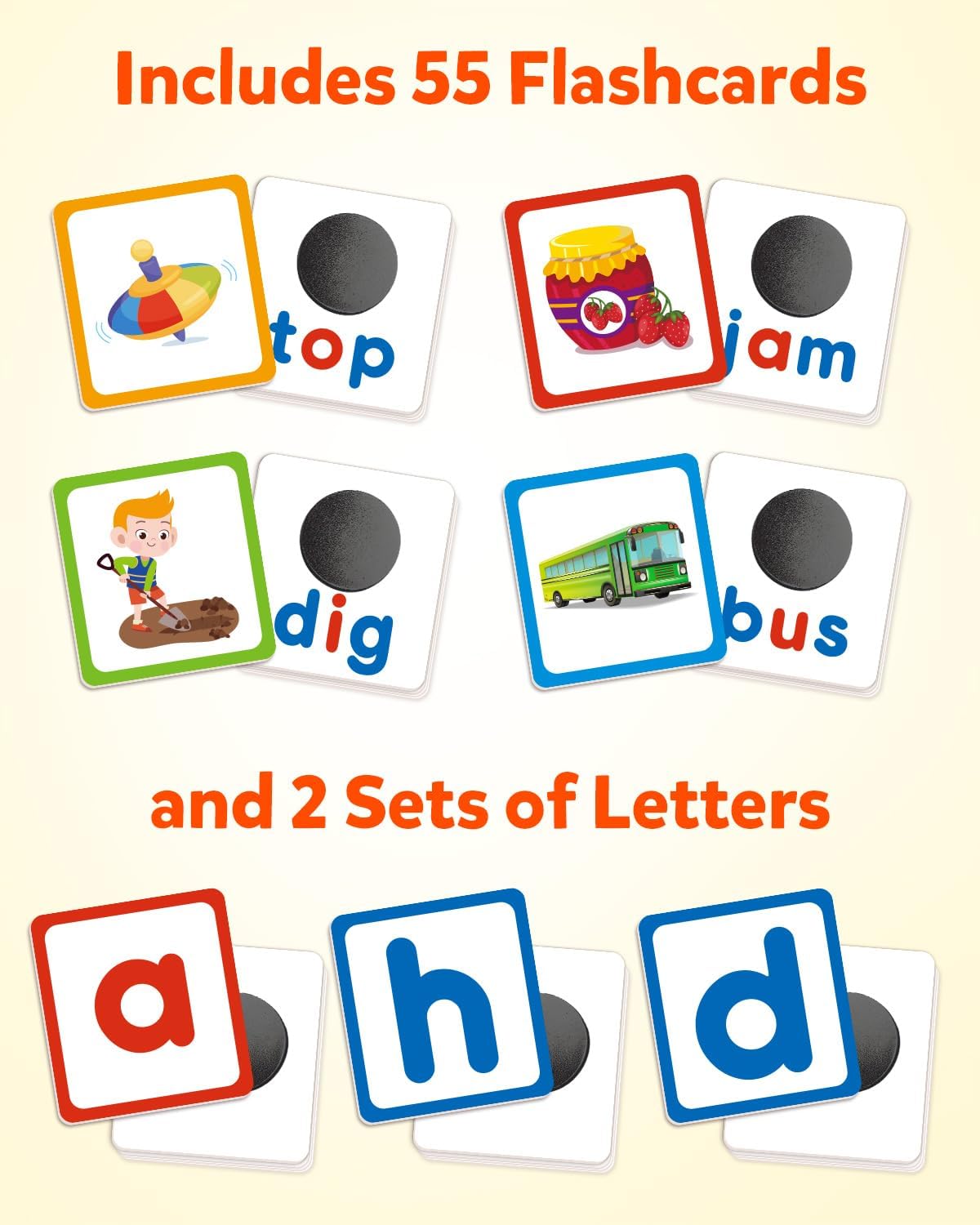 Coogam CVC Word Builder, Magnetic Sight Word Games with Flashcards, Matching Letter Reading and Spelling Game, Montessori Alphabet Educational Toy Gift for Preschool 3 4 5 Year Old Kids Toddlers
