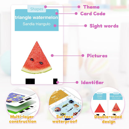 HOMESTEC Toddler Talking Flash Cards with American Accent and 288 Sight Words for Speech Therapy Learning Montessori Sensory Play for Boys and Girls Ages 3 to 6 Birthday Gifts (Pink)