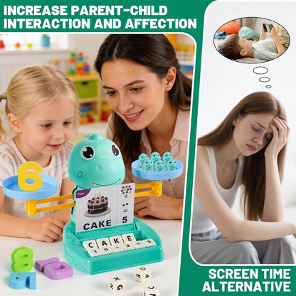 Dinosaur Math Balance Toy for Kids Ages 3-7, Montessori Number Blocks Learning & Educational Dinosaur Toys for Kids 3-5 and Math Games for Kids 5-7,Ideal Gift for Kids (Basic Blue)