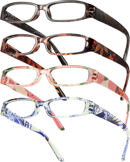 Gaoye 4-Pack Readers for Women, Blue Light Blocking Reading Glasses, Stylish Reading Glasses for Women in 4 Patterns