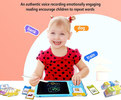 Rylai Toddler Toys Talking Flash Cards, Kindergarten Learning Resources 510 Sight Words with Drawing Tablet for Speaking Doodling, Sensory Toys for Kids with Autism, Boys Girls 2 3 4 5 6, Pink
