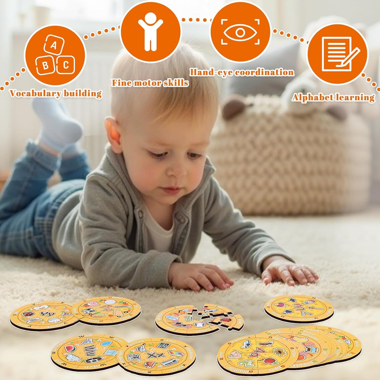Alphabet Pizza Puzzles, 156 Common Sight Words 1 Number Puzzle, Learning Phonics Games, ABC Learning Puzzles for Kids Aged 3-5 Kindergarten Preschool Education Boys Girls Gifts