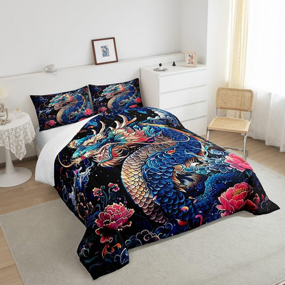 Castle Fairy Drum Kit Comforter Set,Musical Instruments Bedding Set for Kids Girls Women,Adults Rock Music Comforter,Neon Lighting Quilted Duvet Set Bedroom Collection Twin Size 2Pcs
