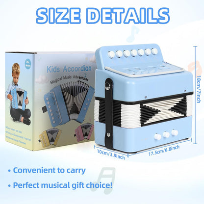 10 Keys Kids Accordion, Horse Button Accordion Toys Accordian Mini Musical Instruments Button for Child Children Kids Toddlers Beginners (Light Pink)