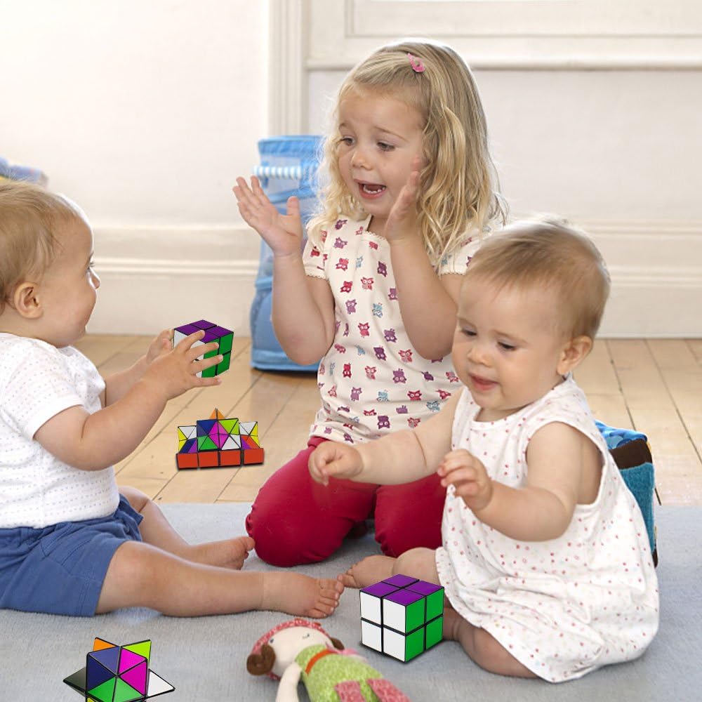 Magic Star Cube,SHONCO 2 in 1 Combo Infinity Cube Toy Transforming Geometric Puzzle 3D Assembly Fidget Stress Anxiety Relief Magic Puzzle Cubes for Kids and Adults