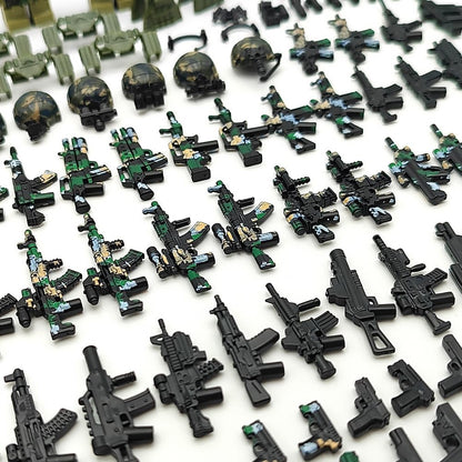 CONVENTEJOY Military Weapon Guns Accessories for Minifigure Block Toys Include Camouflage Helmets E.O.D Suits Shields for Army Soldiers Gear Set Building Kits Kids Toy(260pcs)