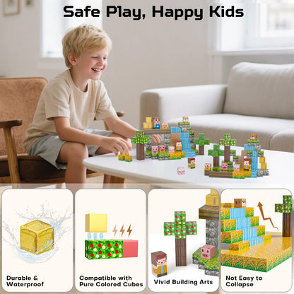 100PCS Magnetic Blocks, Magnet Tiles Toys for Kids, Magnetic Building Blocks Cubes, STEM Montessori Stacking Magnets for Kids, Birthday Gifts for Boys and Girls Age 3+ Years Old