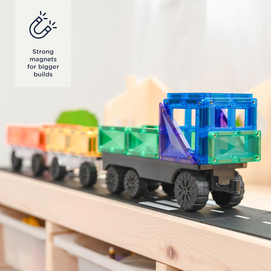 CONNETIX Magnetic Tiles Rainbow Transport Pack, 50 Pieces