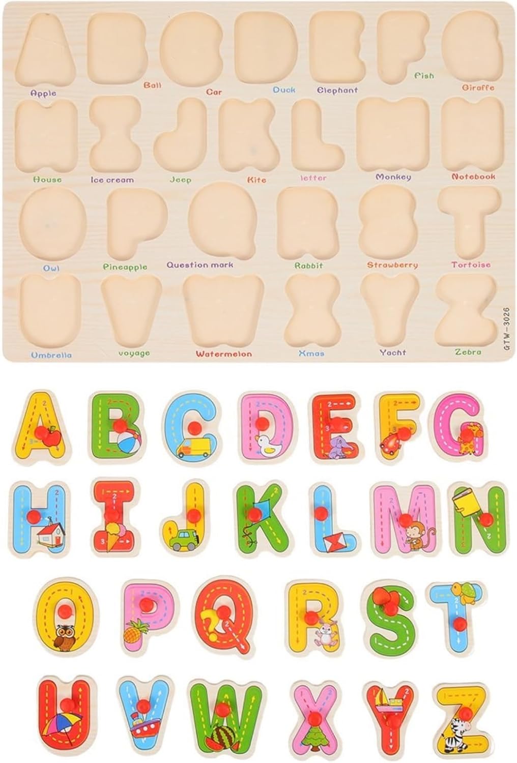 Wooden Fruit Puzzle for Toddlers 3+ Years, Educational Fruit Shape Learning Toy with Board & Blocks, Fun & Engaging Preschool Activity for Boys and Girls