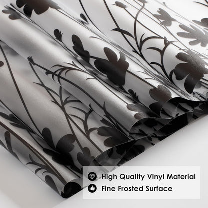 DKTIE Window Privacy Film Flowers Pure White Pattern Stained Glass Window Film Decorative Frosted Glass Window Film Sun Blocking Heat Control Static Cling (A274, 17.5" x 78.7")