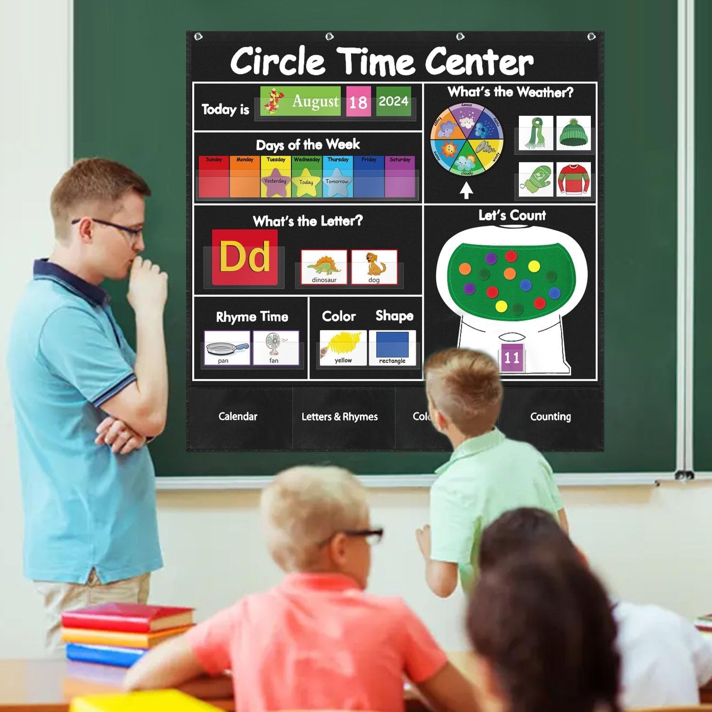 Visible Learning Classroom Pocket Chart - Reusable Dry Erase Learning Goals Board, Motivational Incentive Chart for Learning Goals, Behavior Tracking & Centers Rotation, Homeschool(Black)