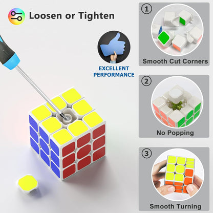 Vdealen 3x3x3 Speed Cube Set, 6 Pack Speed Cube Bulk Magic Cube Set, School Classroom Prize for Students Birthday Party Favors Stocking Stuffers Gifts for Kids Teens Adults(Carbon Fiber Sticker)